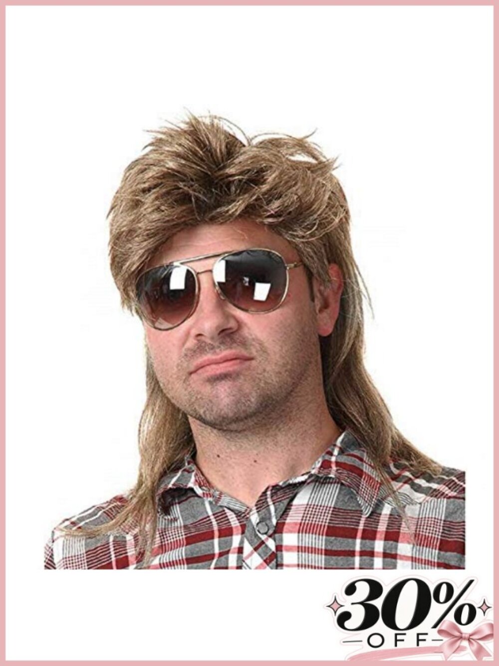 Heat Resistant Synthetic Fiber Mullet Wig for Men 80s Costume Party